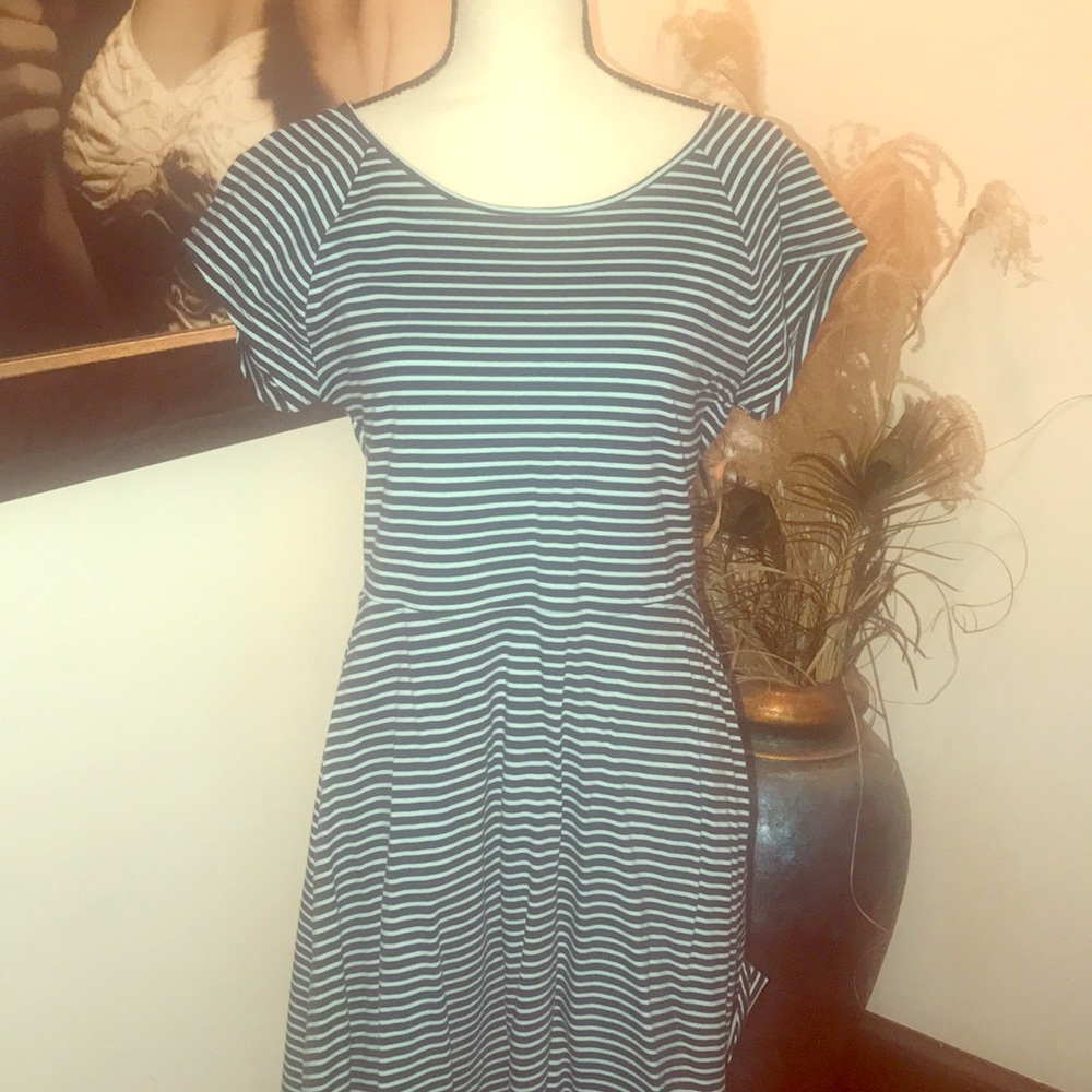 Blue striped cross back dress